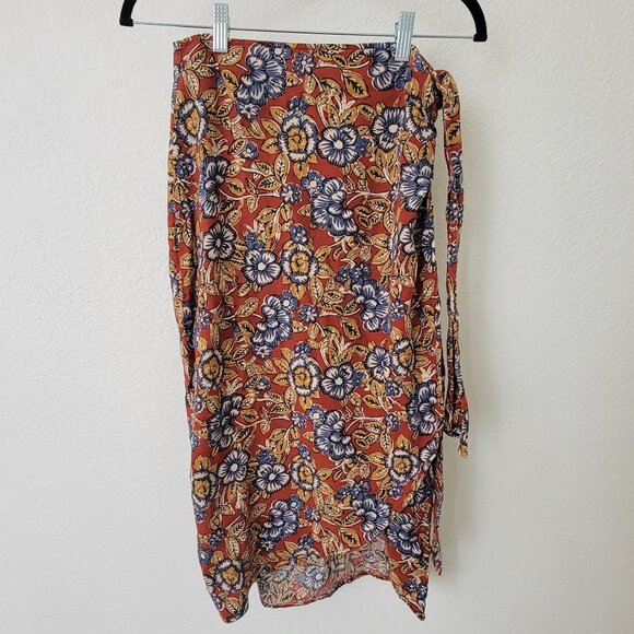 FAHERTY Pacifica Linen Wrap Skirt - Red Desert Bloom Small - Picture 5 of 12